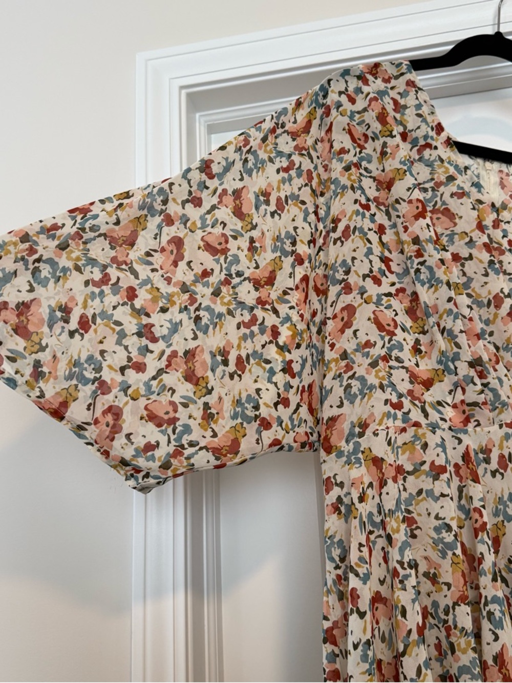 Hayden Cream Floral Peplum Blouse with Rust and Blue Accents - Picture 3 of 7